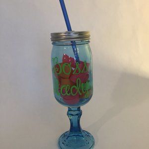 NWOT Mason jar glass drinkware with straw